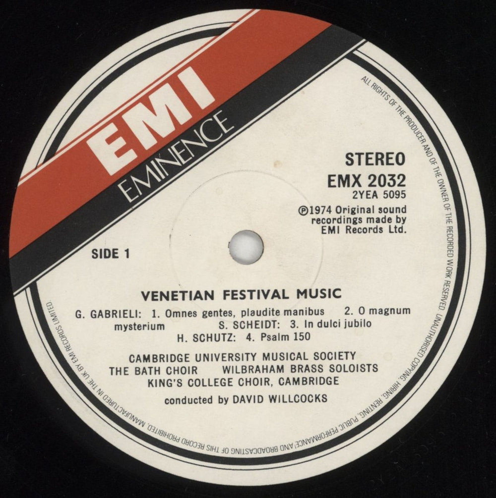 The Choir Of King's College, Cambridge Venetian Festival Music UK vinyl LP album (LP record) KZ2LPVE854389