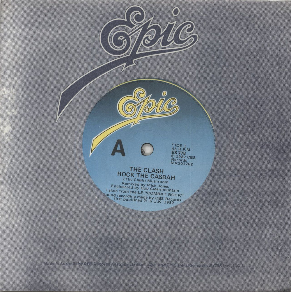 The Clash Rock The Casbah Australian 7" vinyl single (7 inch record / 45) ES778