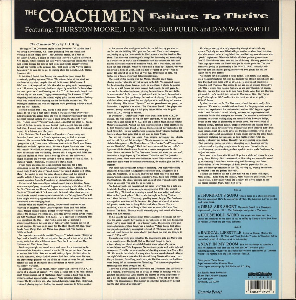 The Coachmen Failure To Thrive US 12" vinyl single (12 inch record / Maxi-single)
