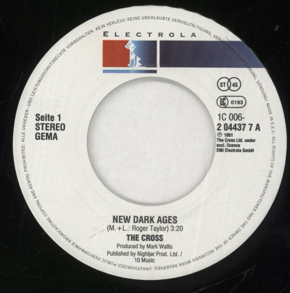 The Cross New Dark Ages German 7" vinyl single (7 inch record / 45) CRO07NE83625