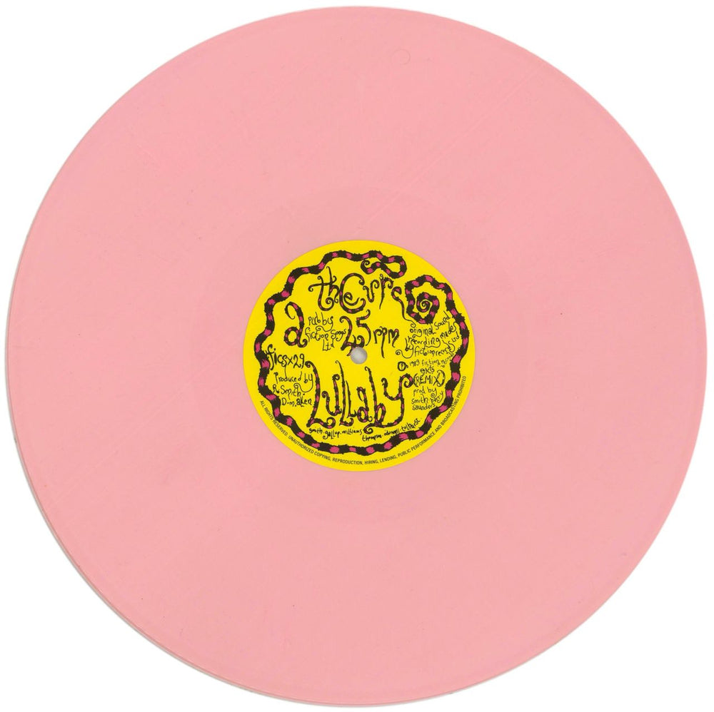 The Cure Lullaby - Pink Vinyl + Numbered Sticker - VG UK 12" vinyl single (12 inch record / Maxi-single) CUR12LU869917