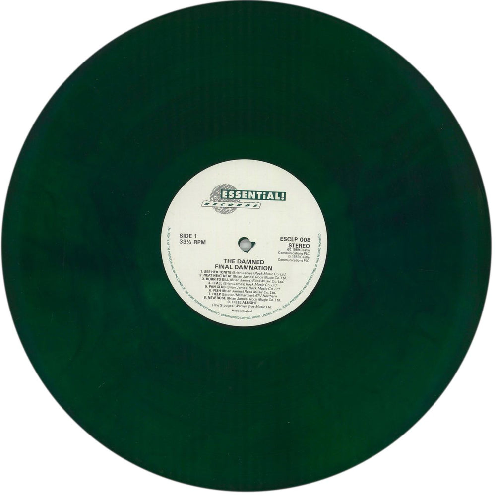 The Damned Final Damnation - Green vinyl - Complete UK vinyl LP album (LP record) DAMLPFI860155