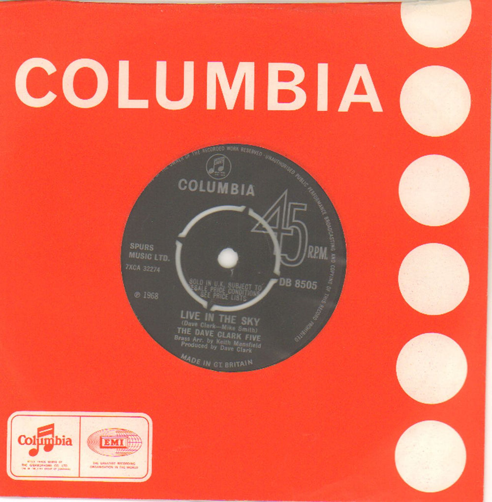 The Dave Clark Five Live In The Sky - 4pr UK 7" vinyl single (7 inch record / 45) DB8505