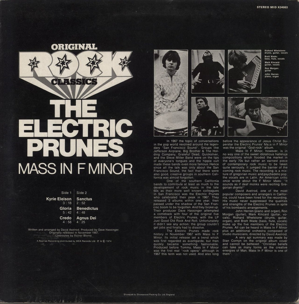 The Electric Prunes Mass In F Minor UK vinyl LP album (LP record)