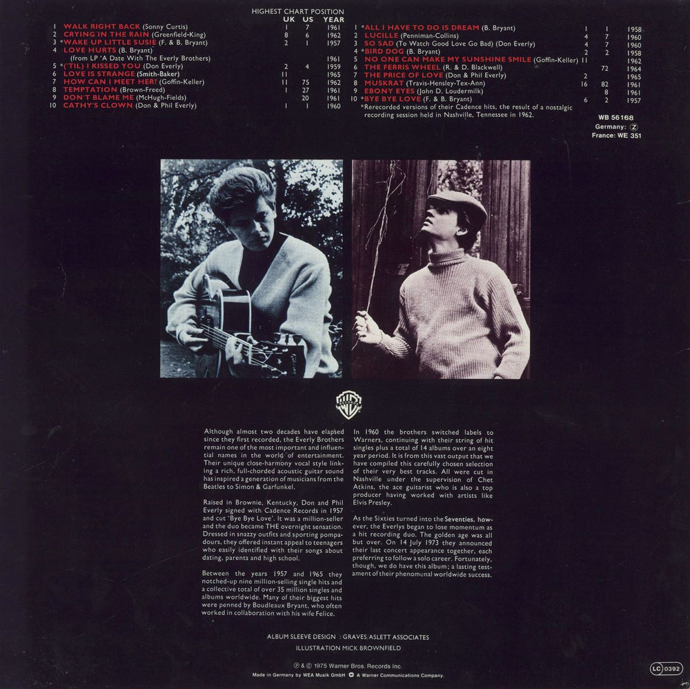 The Everly Brothers Walk Right Back UK vinyl LP album (LP record)