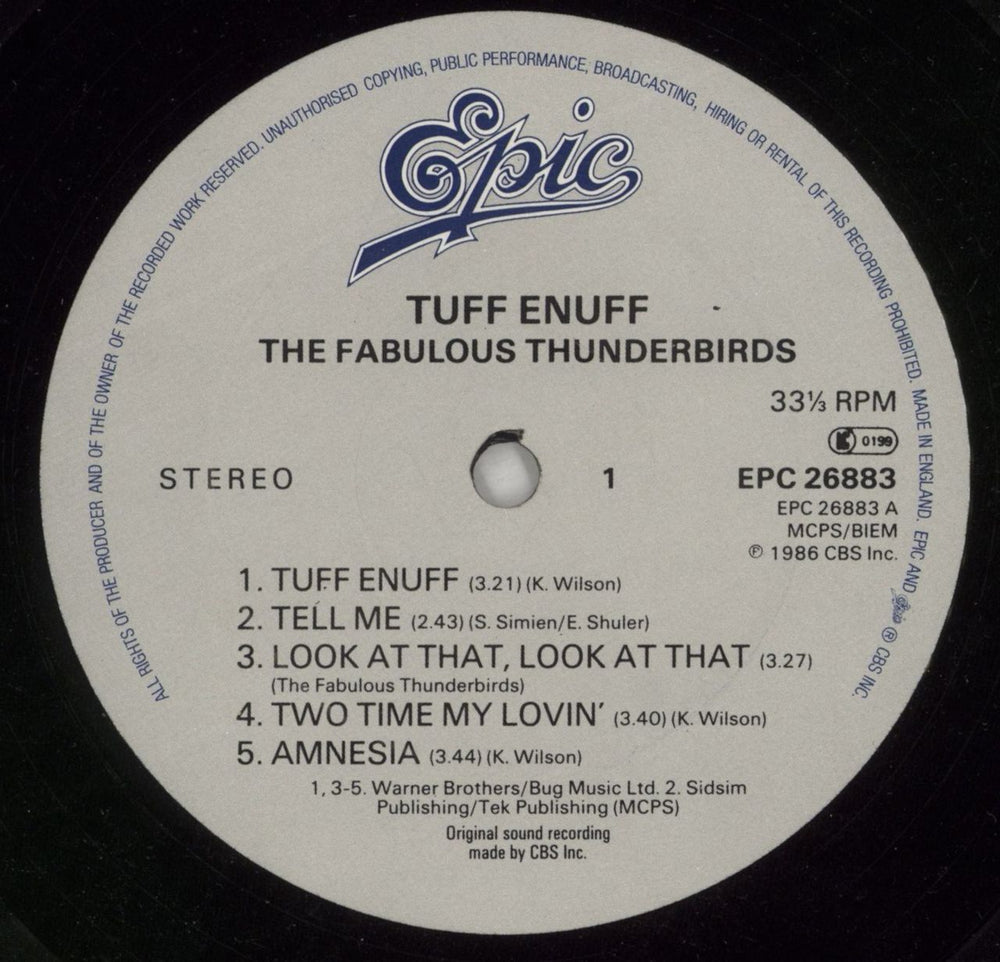 The Fabulous Thunderbirds Tuff Enuff UK vinyl LP album (LP record) TFTLPTU285429