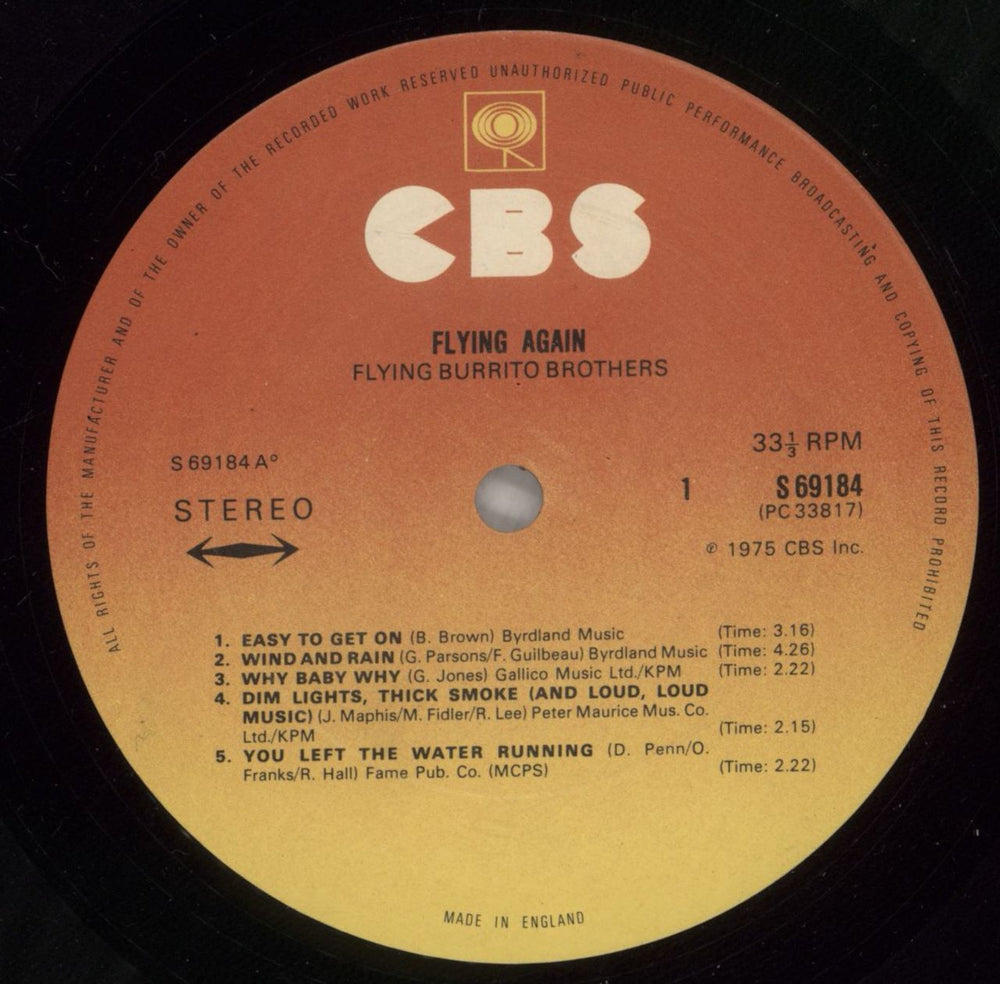 The Flying Burrito Brothers Flying Again UK vinyl LP album (LP record) FBBLPFL161243