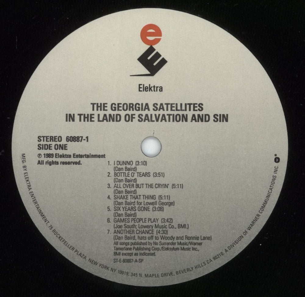 The Georgia Satellites In The Land Of Salvation And Sin US vinyl LP album (LP record) GSALPIN812196
