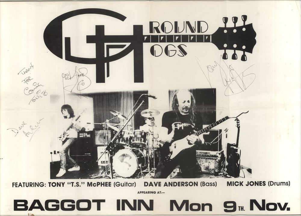 The Groundhogs Back Against The Wall +  Autographed Poster UK vinyl LP album (LP record)