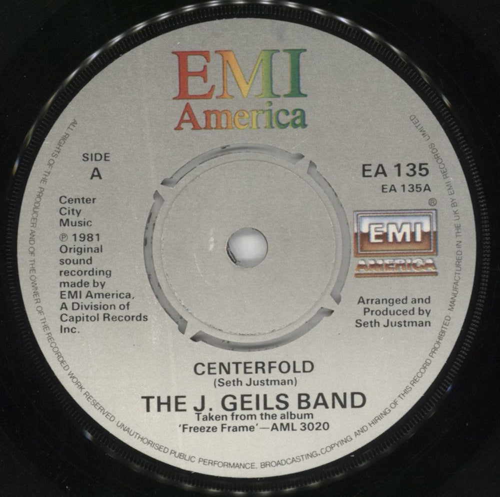 The J. Geils Band Centerfold UK 7" vinyl single (7 inch record / 45) JGB07CE319212