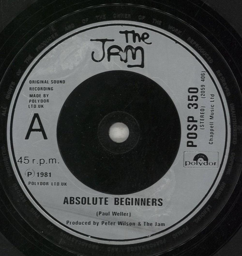 The Jam Absolute Beginners UK 7" vinyl single (7 inch record / 45) JAM07AB164986