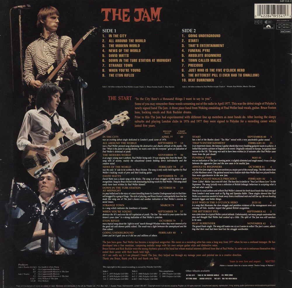 The Jam Greatest Hits - VG UK vinyl LP album (LP record) 042284955416