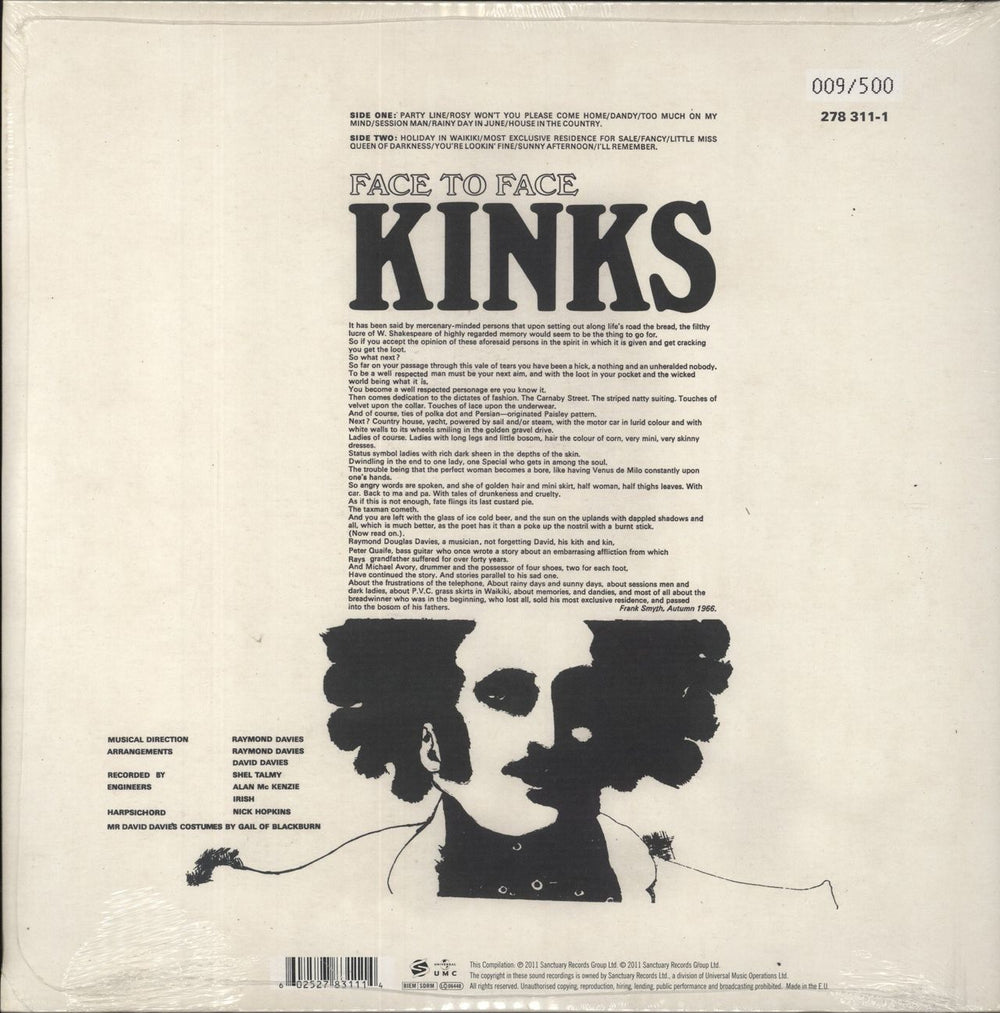 The Kinks Face To Face - RSD12 - Blue Vinyl + Numbered - Sealed UK 2-LP vinyl record set (Double LP Album) 602527831114