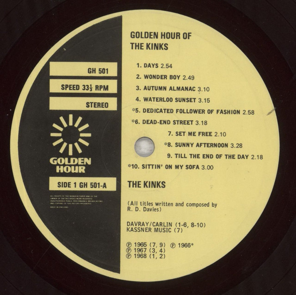 The Kinks Golden Hour Of The Kinks - 1st - Red UK vinyl LP album (LP record) KINLPGO247545