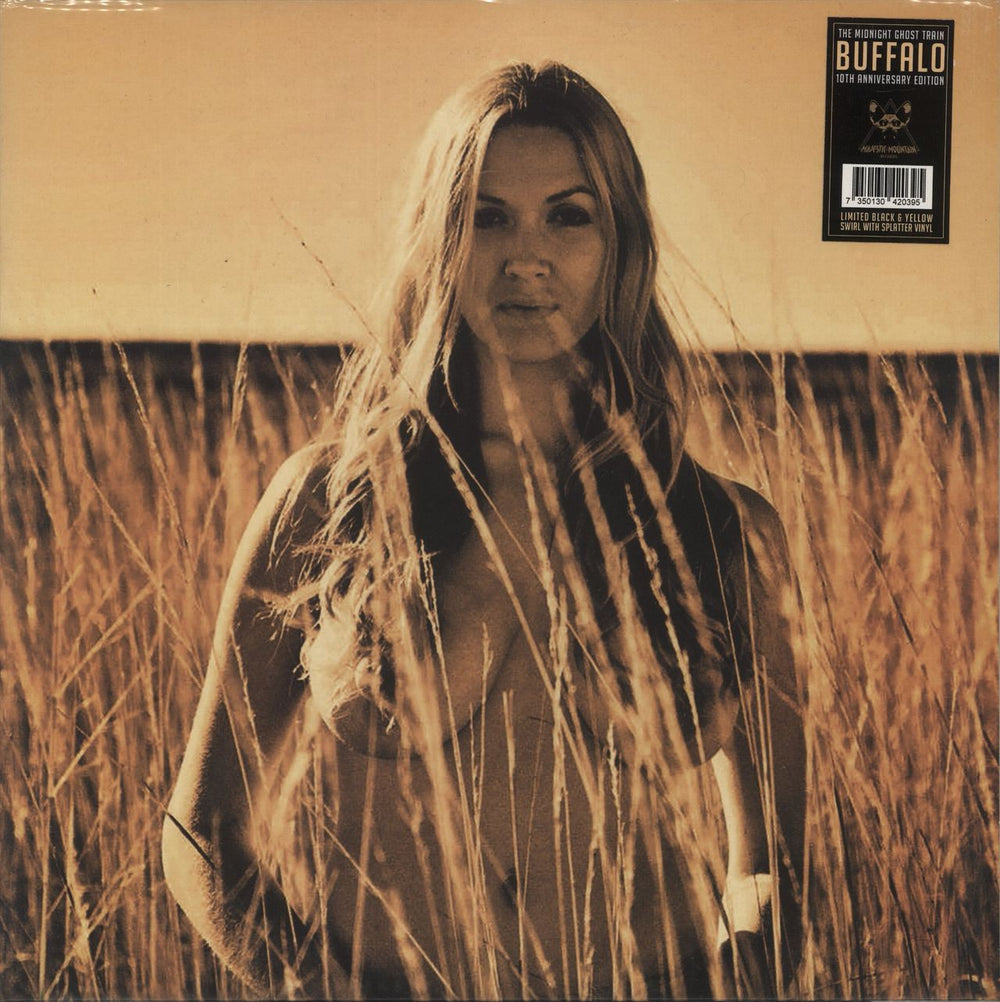 The Midnight Ghost Train Buffalo - Black & Yellow Swirl w/ Gold Splatter Vinyl Swedish vinyl LP album (LP record) MMR-045