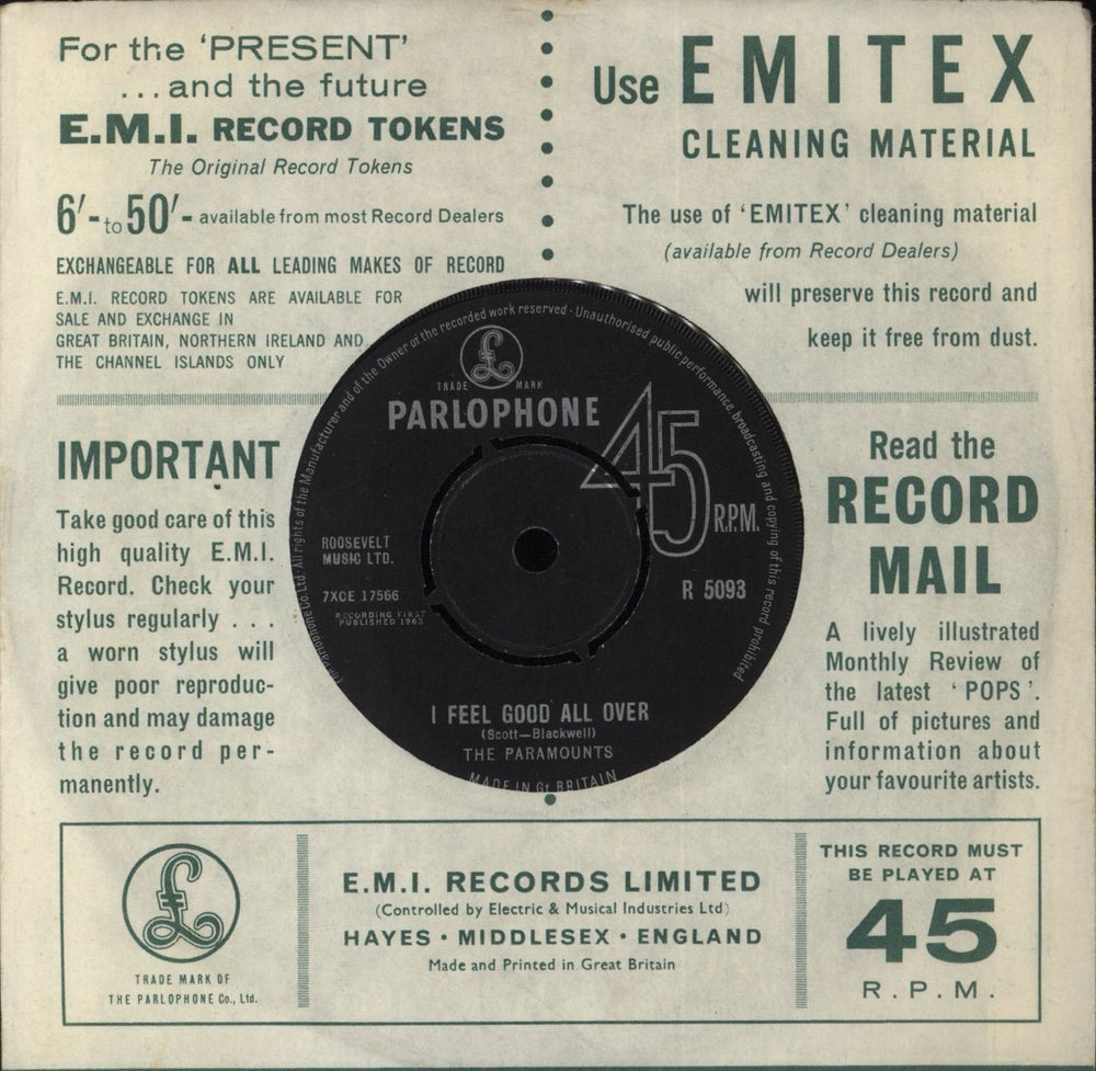 The Paramounts Poison Ivy UK 7" vinyl single (7 inch record / 45)
