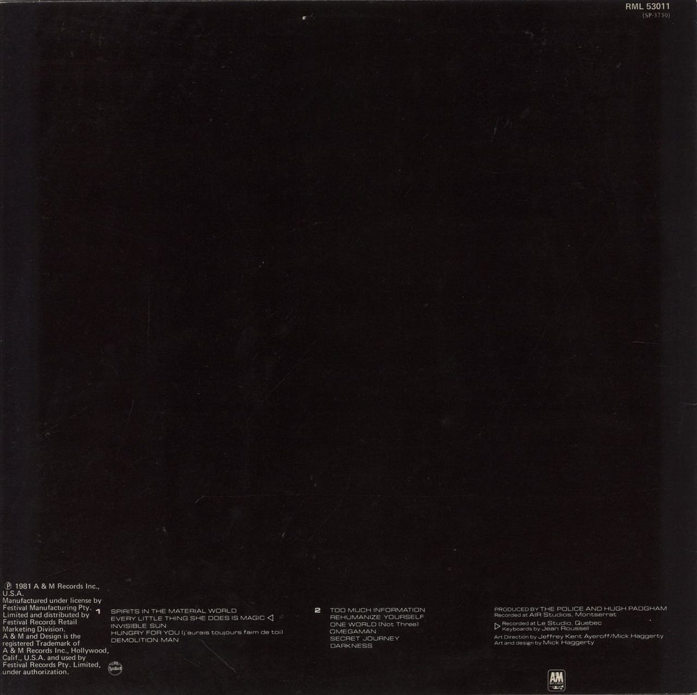 The Police Ghost In The Machine Australian vinyl LP album (LP record)