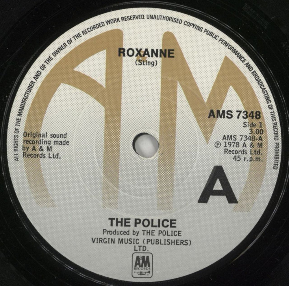 The Police Roxanne UK 7" vinyl single (7 inch record / 45) POL07RO865120