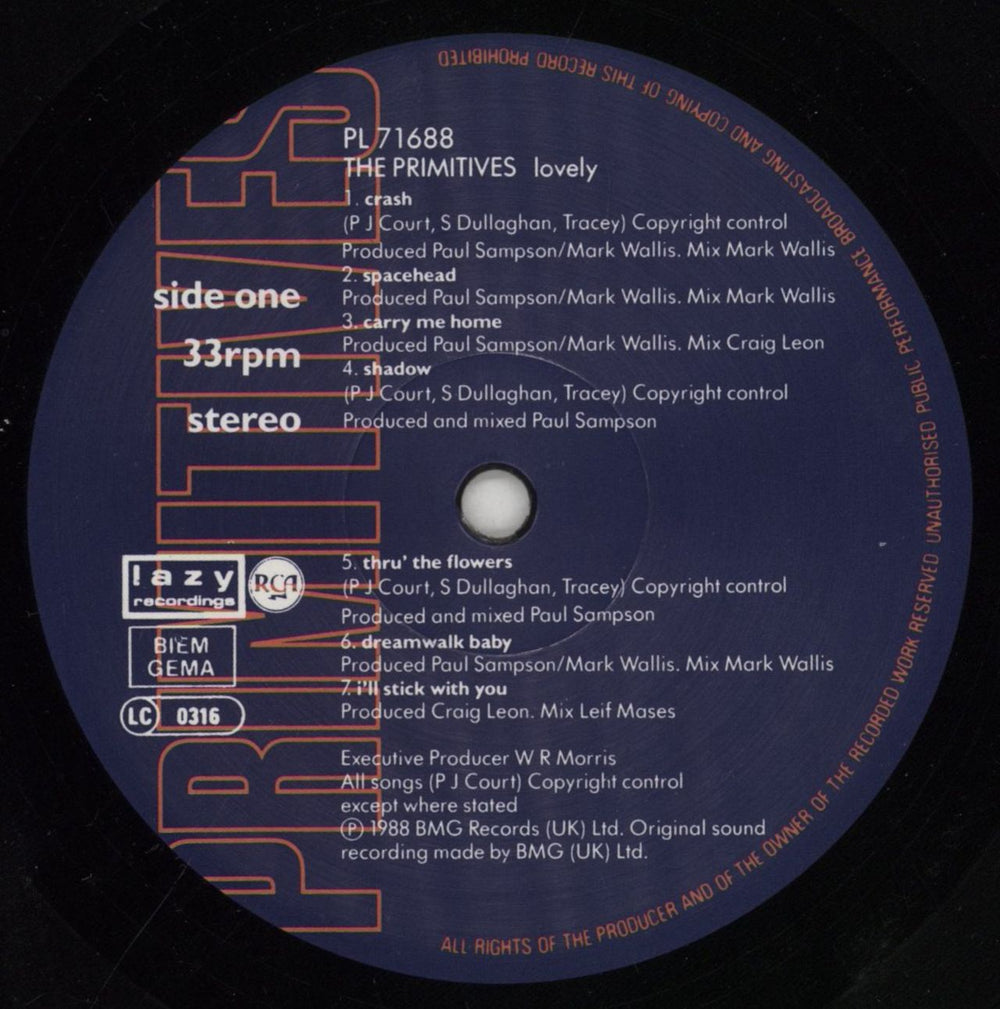 The Primitives Lovely UK vinyl LP album (LP record) PRMLPLO369841