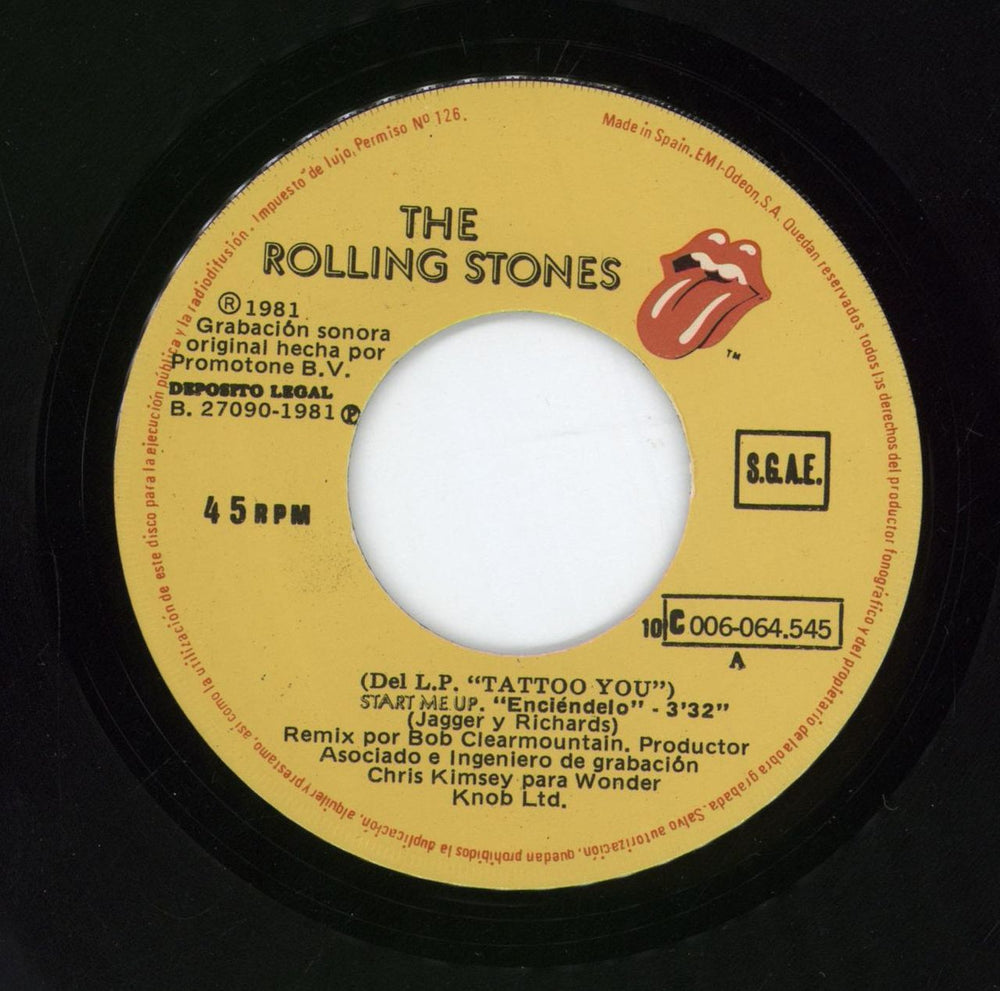 The Rolling Stones Enciéndelo Spanish 7" vinyl single (7 inch record / 45)