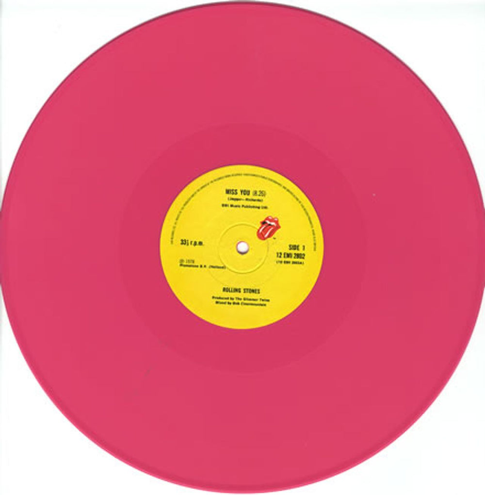 The Rolling Stones Miss You - 1st - Pink Vinyl - VG+ UK 12" vinyl single (12 inch record / Maxi-single) ROL12MI32694