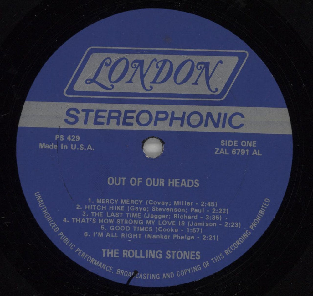 The Rolling Stones Out Of Our Heads - Electronically Reprocessed US vinyl LP album (LP record) ROLLPOU881050