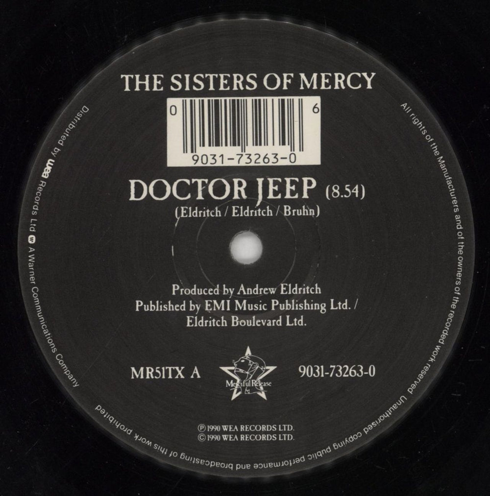 The Sisters Of Mercy Doctor Jeep + Poster UK 12" vinyl single (12 inch record / Maxi-single) SOM12DO10700