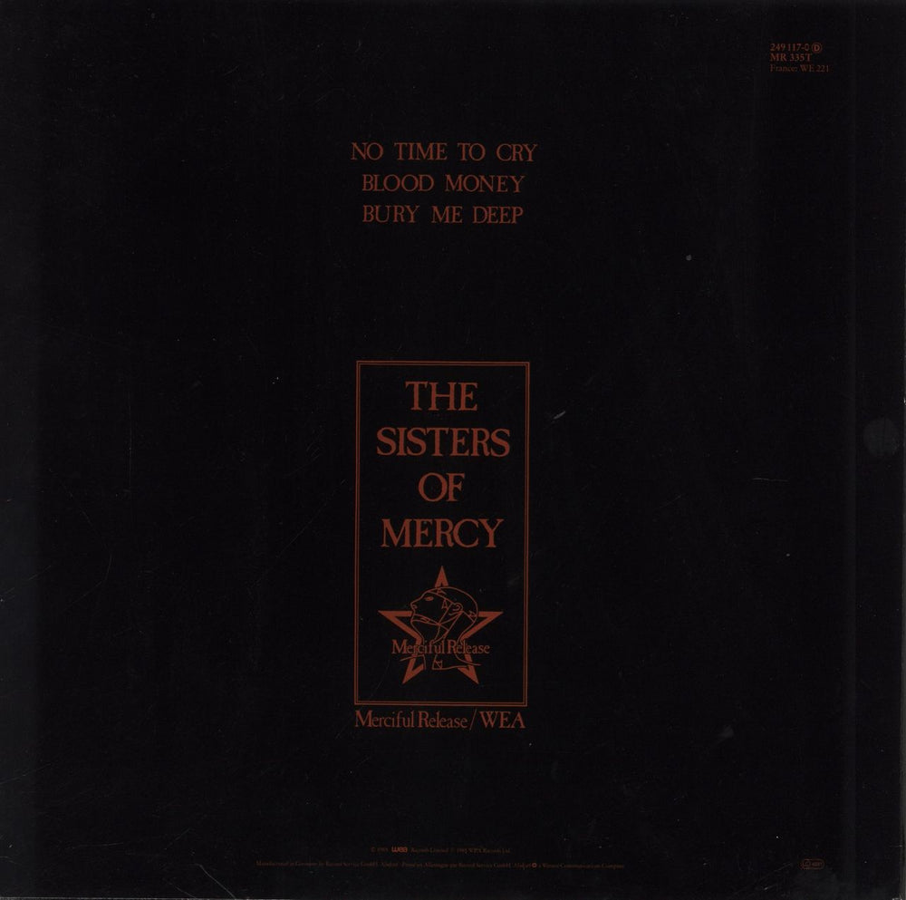 The Sisters Of Mercy No Time To Cry + p/s UK 12" vinyl single (12 inch record / Maxi-single)