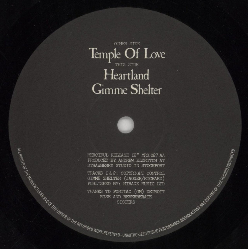 The Sisters Of Mercy Temple Of Love (Extended Version) - 1st - VG UK 12" vinyl single (12 inch record / Maxi-single) SOM12TE785381