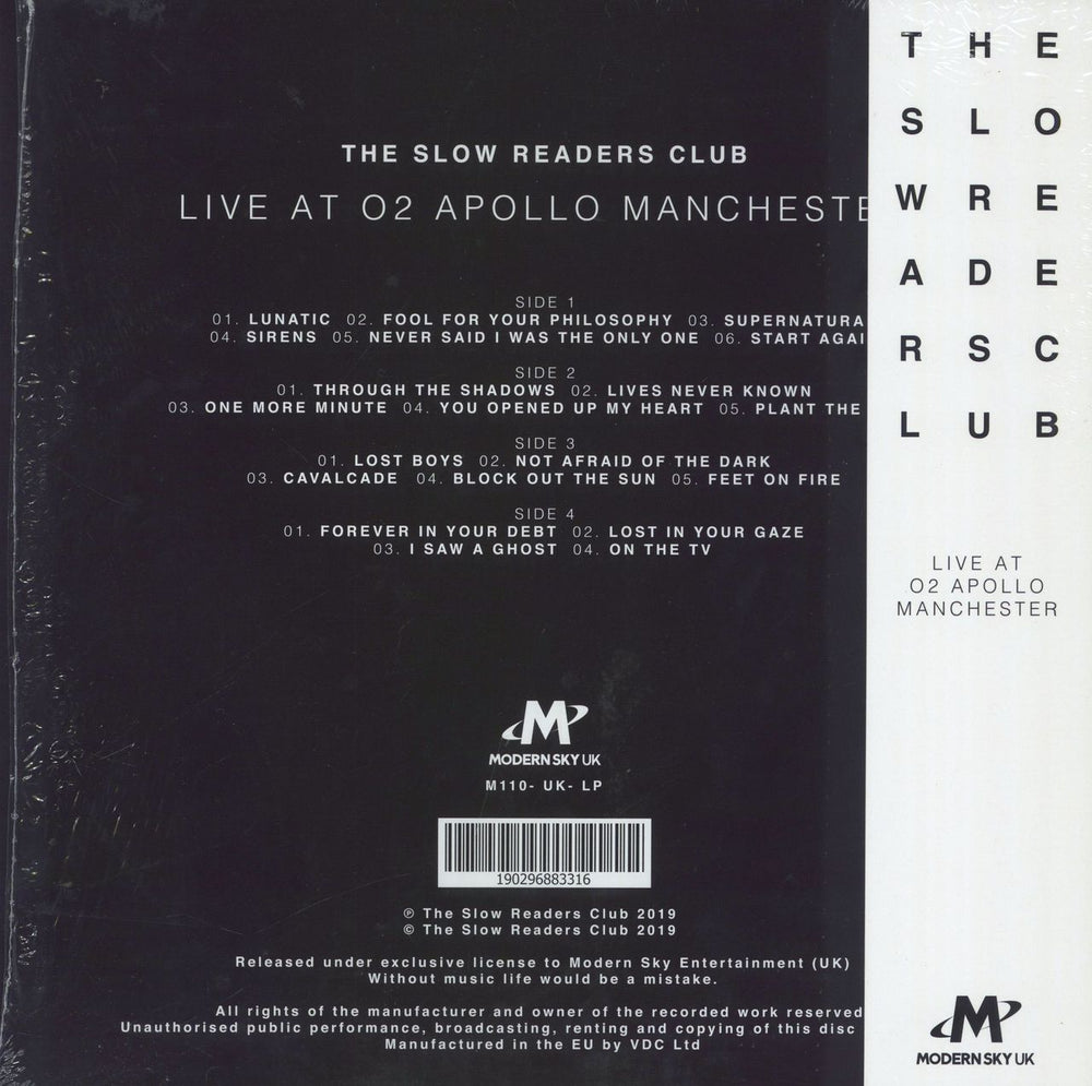 The Slow Readers Club Live At O2 Apollo Manchester - Black Splattered Vinyl + DVD + Opened Shrink UK 2-LP vinyl record set (Double LP Album)