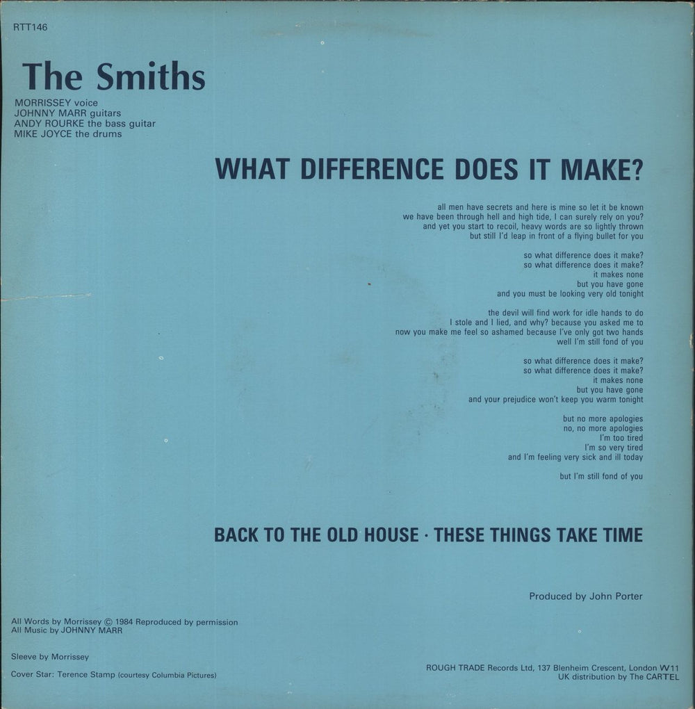 The Smiths What Difference Does It Make? - Stamp Sleeve [no logo] - VG UK 12" vinyl single (12 inch record / Maxi-single)