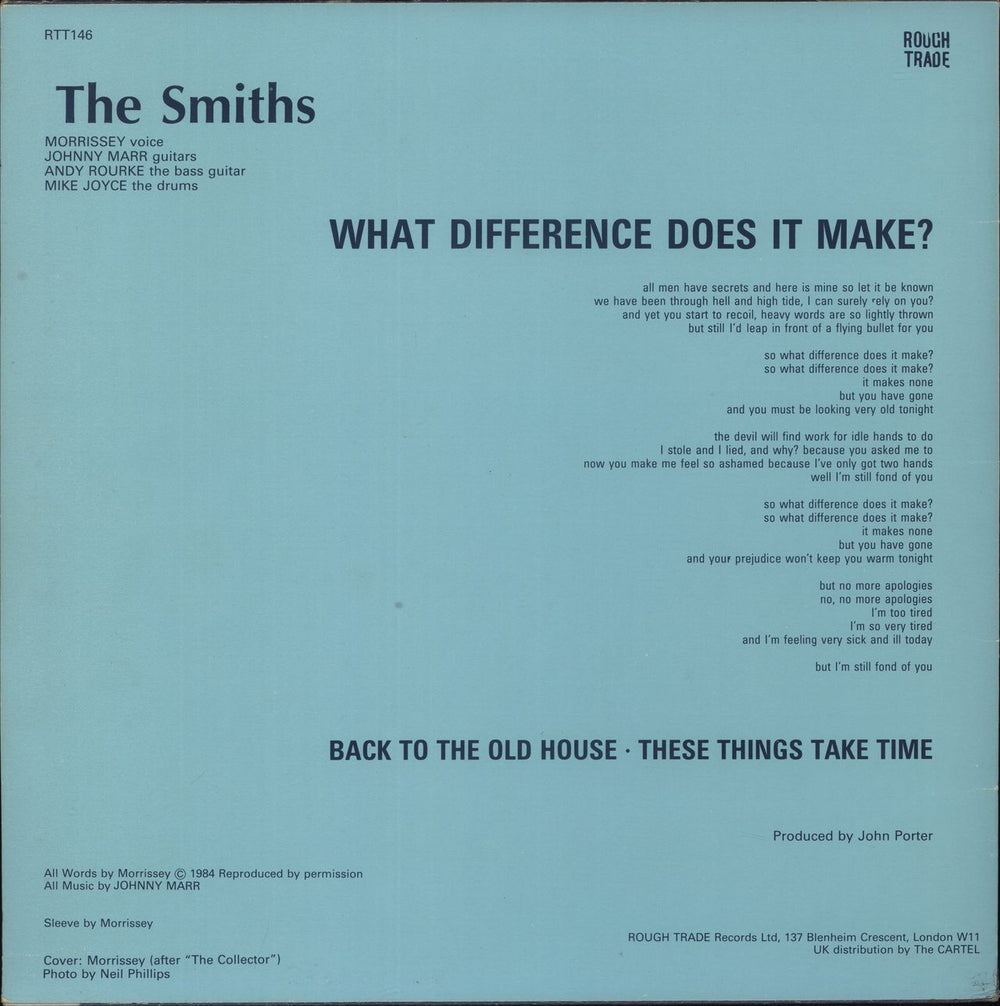 The Smiths What Difference - Morrissey Sleeve - EX UK 12" vinyl single (12 inch record / Maxi-single)