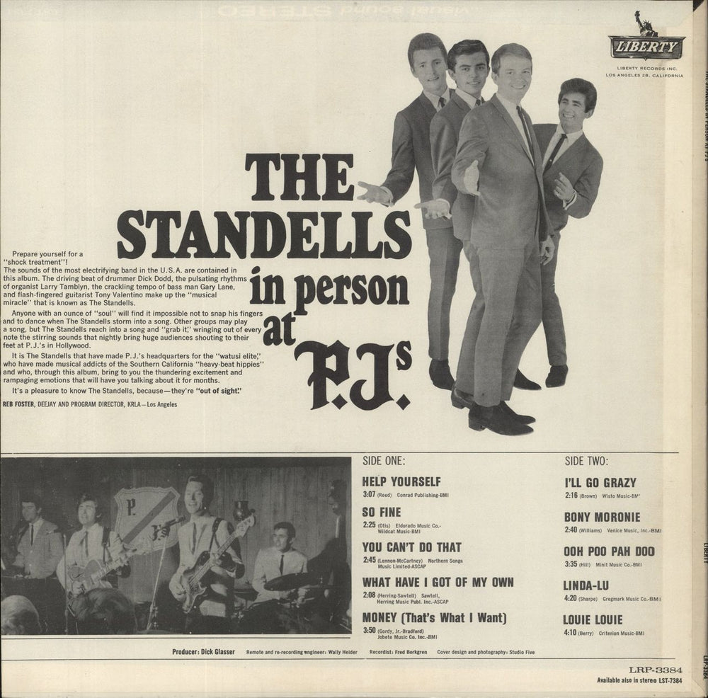 The Standells In Person At P.J.'s US vinyl LP album (LP record)