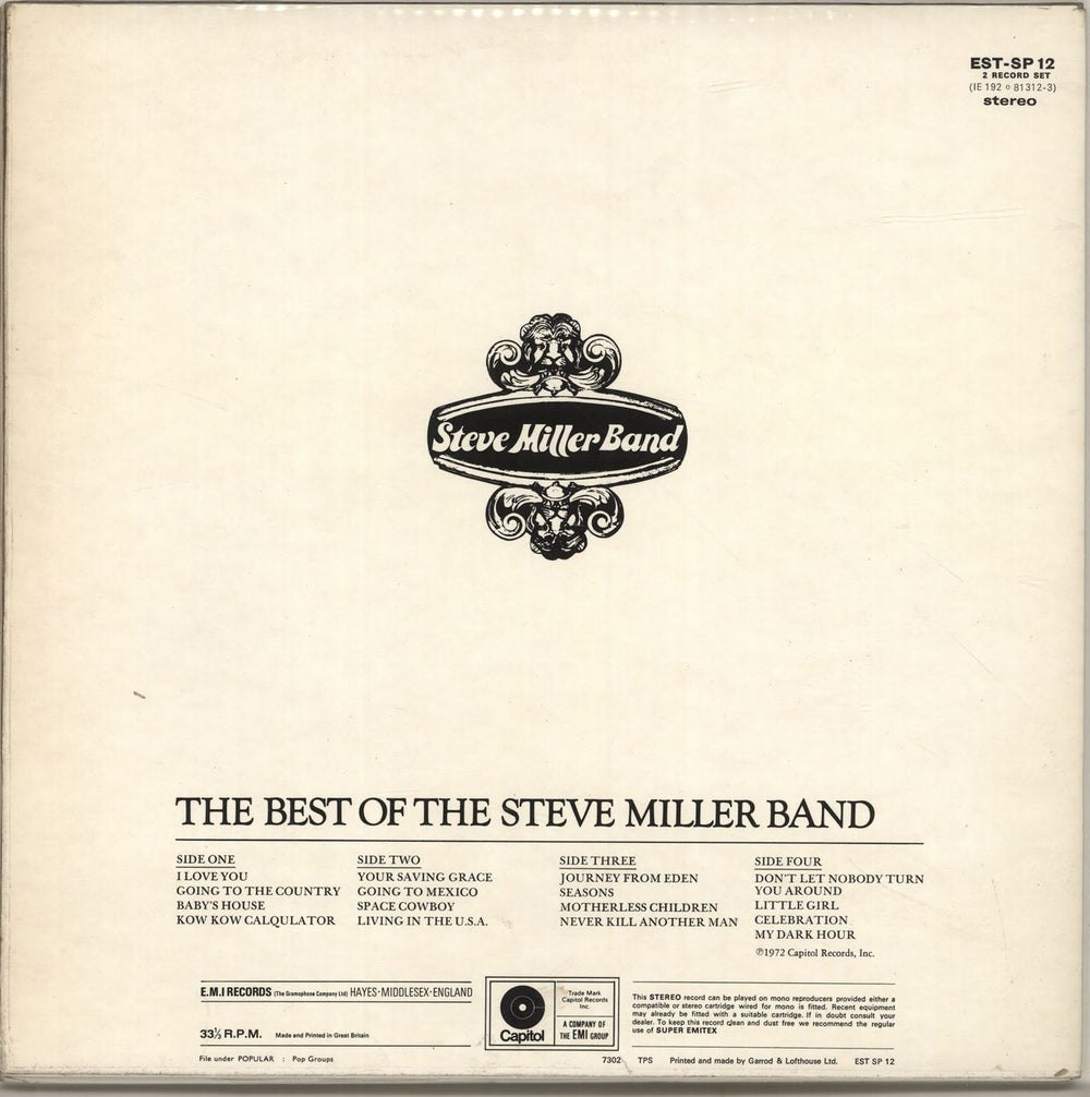 The Steve Miller Band Anthology - 1st UK 2-LP vinyl record set (Double LP Album)