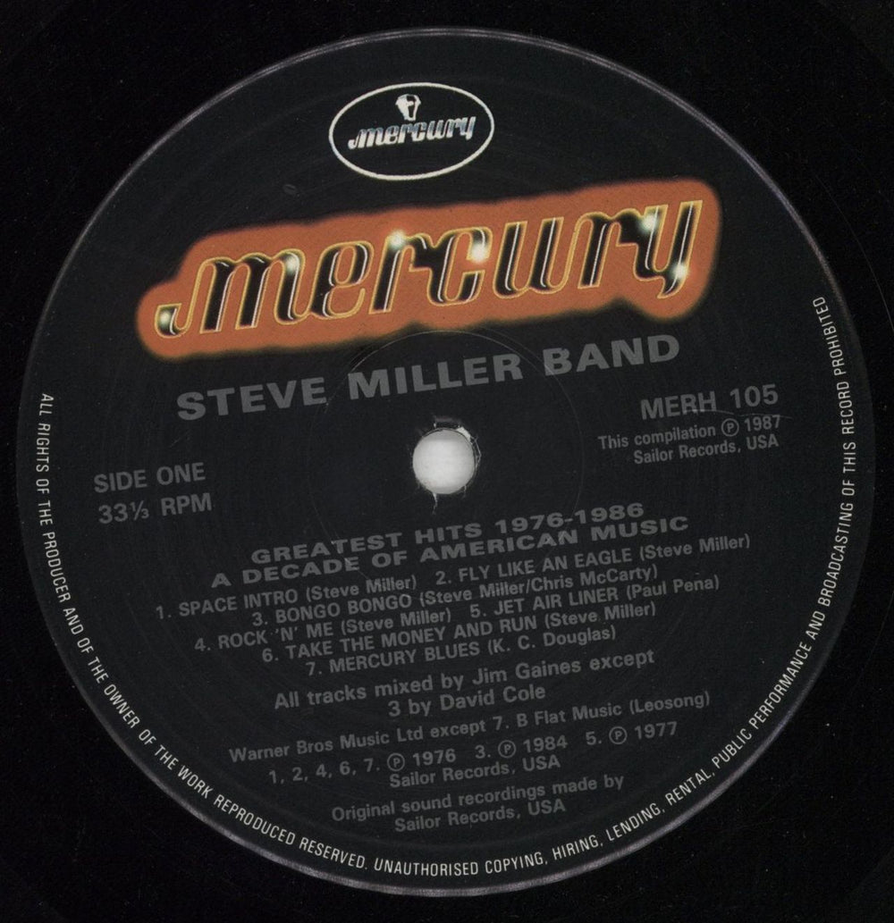 The Steve Miller Band Greatest Hits 1976-1986 A Decade Of American Music UK vinyl LP album (LP record) SBMLPGR421098
