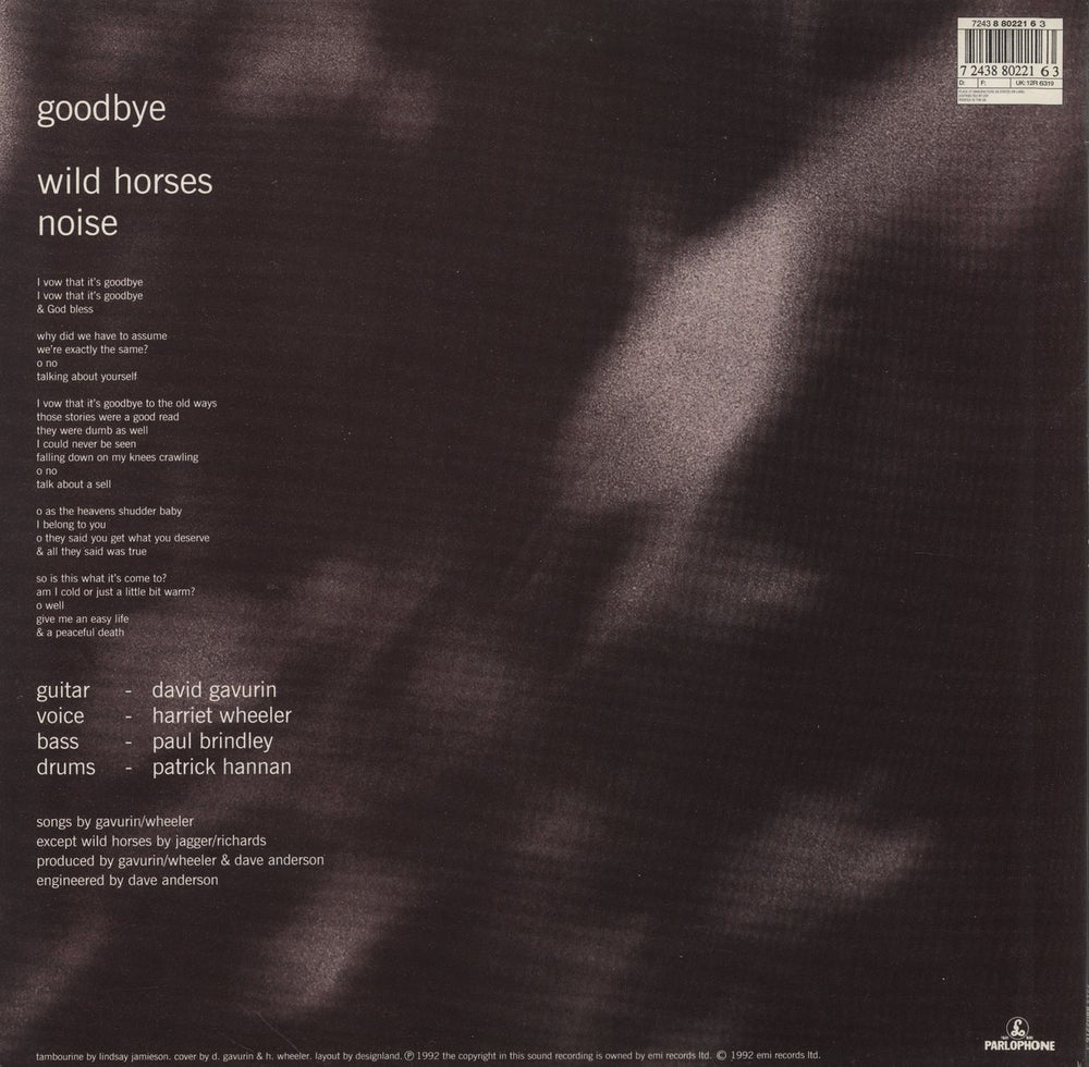 The Sundays Goodbye UK 12" vinyl single (12 inch record / Maxi-single) 724388022163