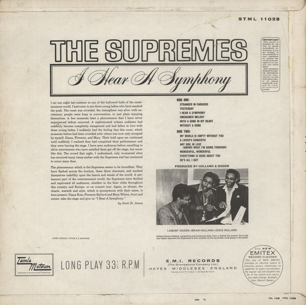 The Supremes I Hear A Symphony UK vinyl LP album (LP record)
