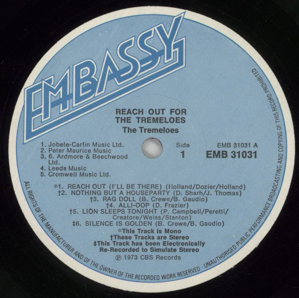 The Tremeloes Reach Out For The Tremeloes UK vinyl LP album (LP record) TRELPRE730922