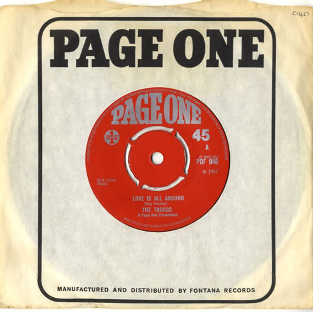 The Troggs Love Is All Around - 4 Prong UK 7" vinyl single (7 inch record / 45) POF040