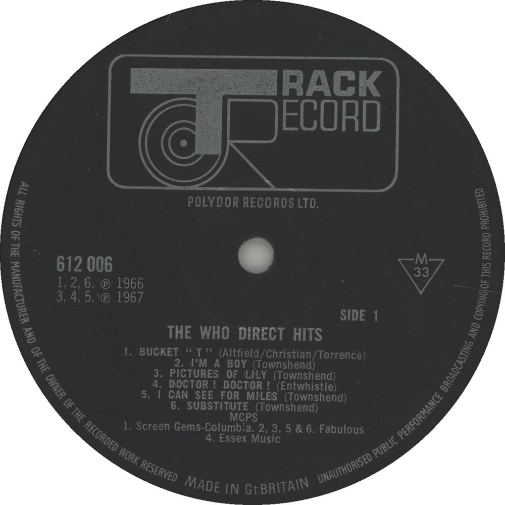 The Who Direct Hits - Mono - VG/EX UK vinyl LP album (LP record) WHOLPDI64669