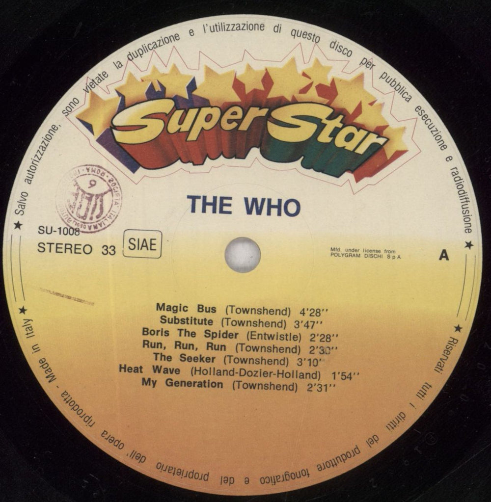 The Who The Who Italian vinyl LP album (LP record) WHOLPTH564985