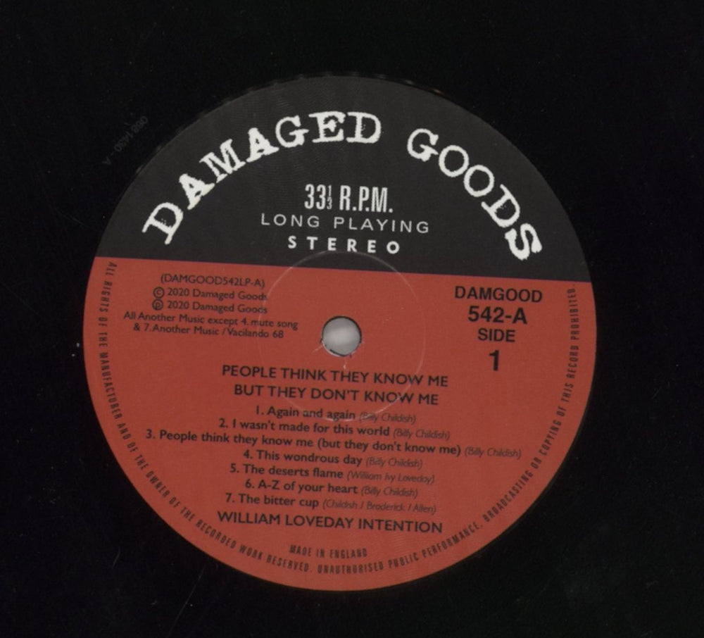 The William Loveday Intention People Think They Know Me ... ... But They Don’t Know Me UK vinyl LP album (LP record) 8HELPPE859497