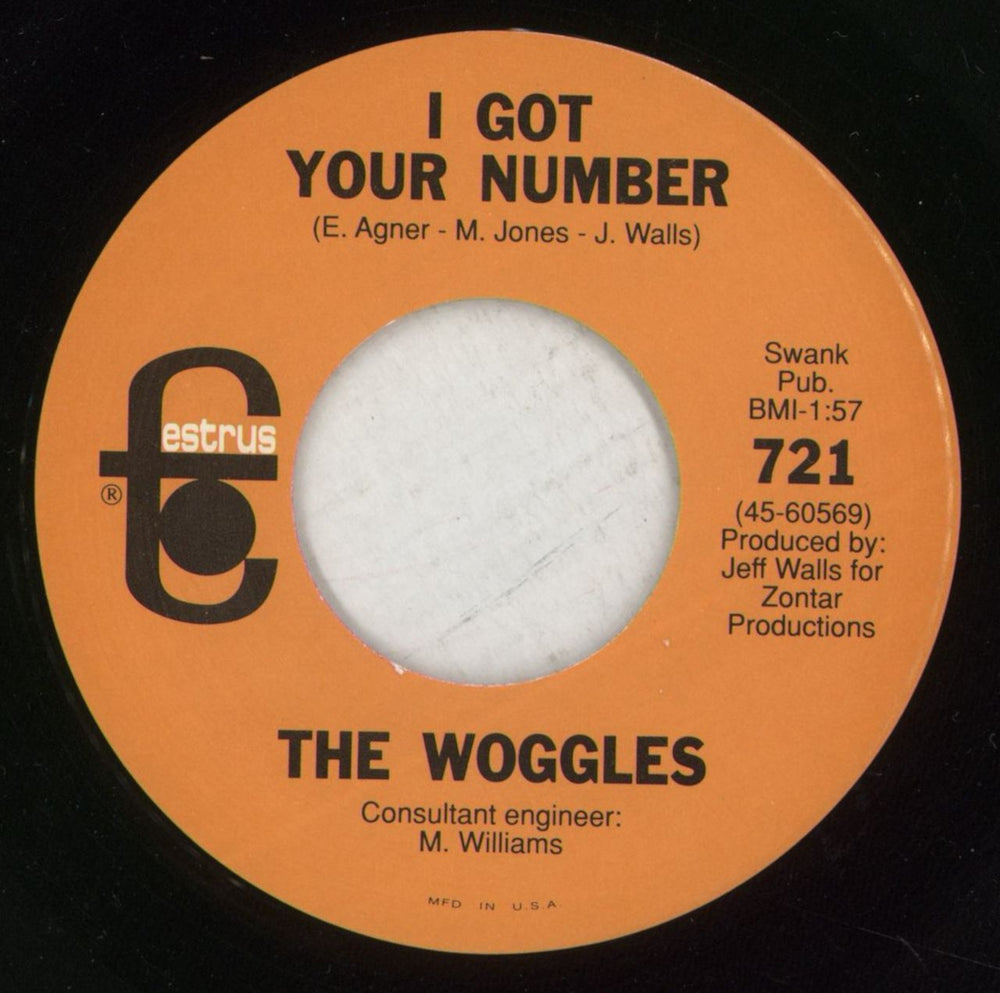 The Woggles I Got Your Number US 7" vinyl single (7 inch record / 45) 9JU07IG871181