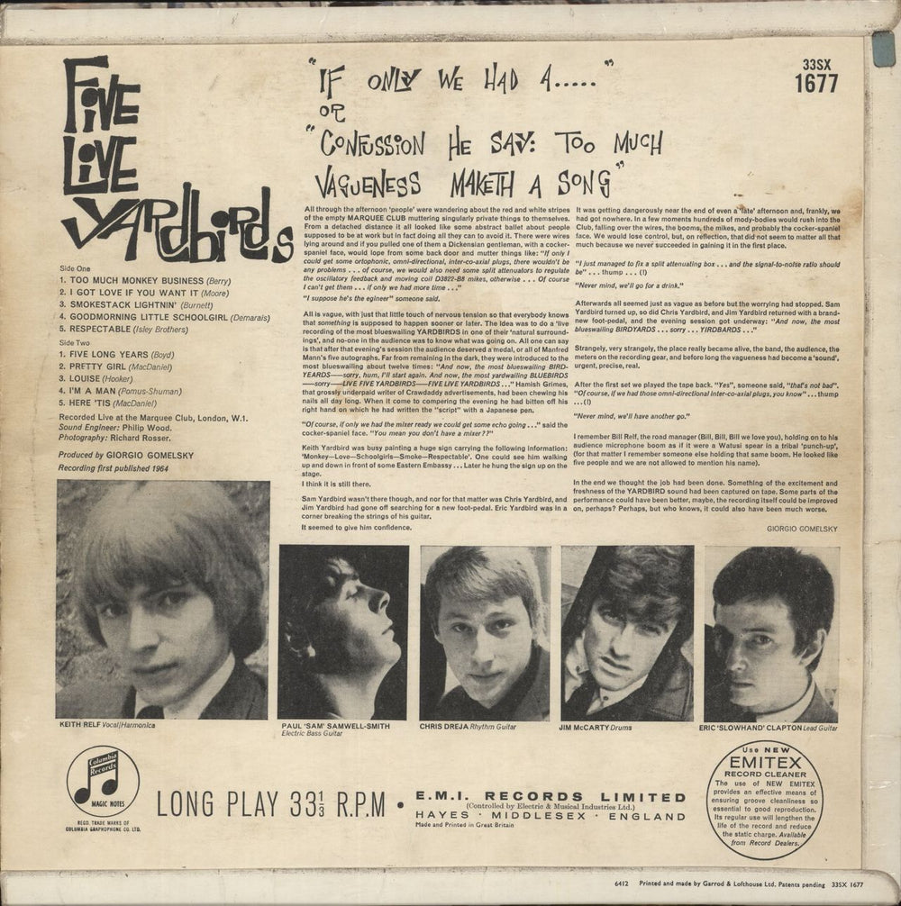 The Yardbirds Five Live Yardbirds - 1st - VG UK vinyl LP album (LP record)