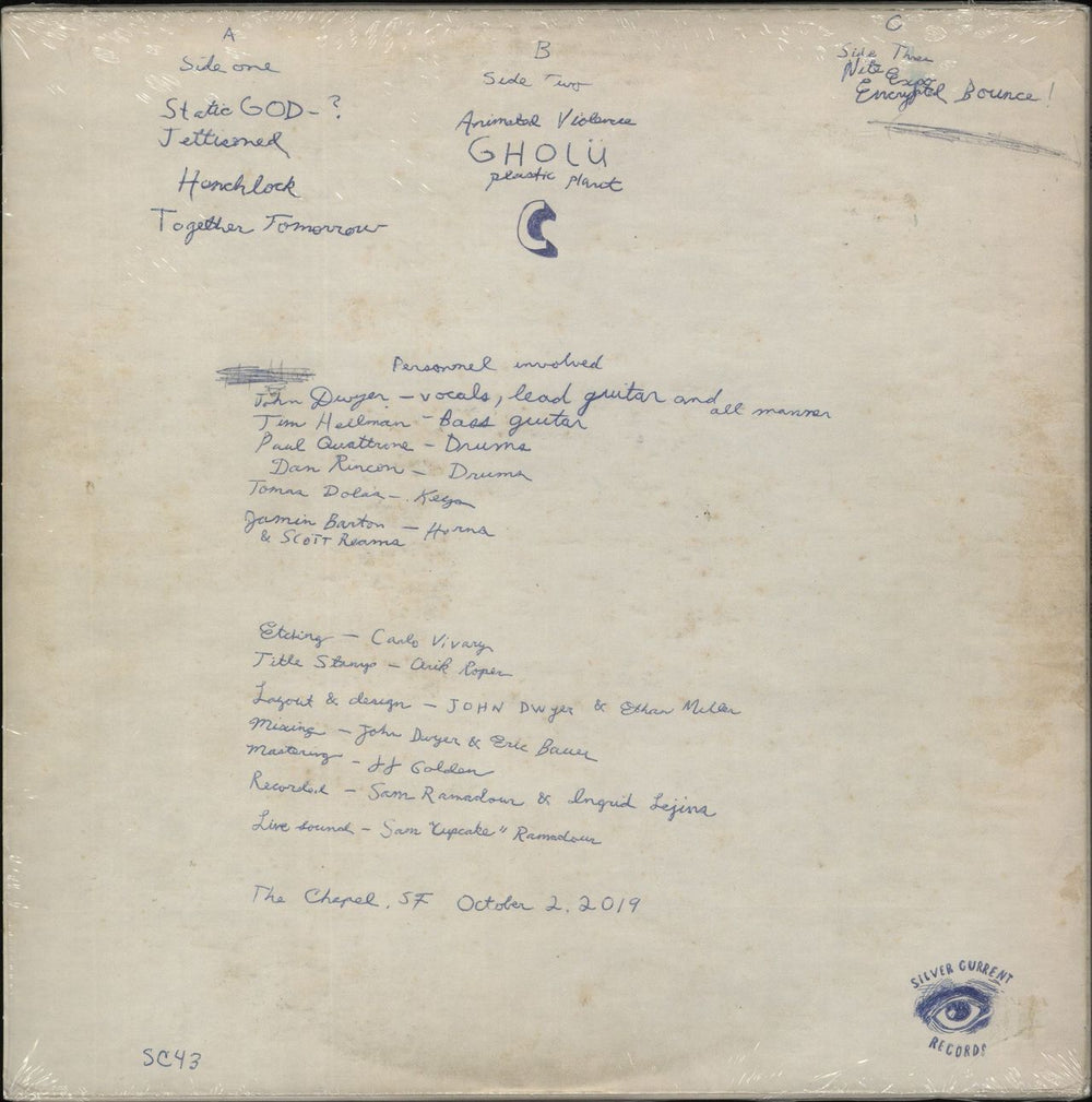 Thee Oh Sees The Chapel, SF 10-2-19 - Blue/Bone With Black Splatter Vinyl & Red/Bone With Black Splatter Vinyl UK 2-LP vinyl record set (Double LP Album) 733102719616