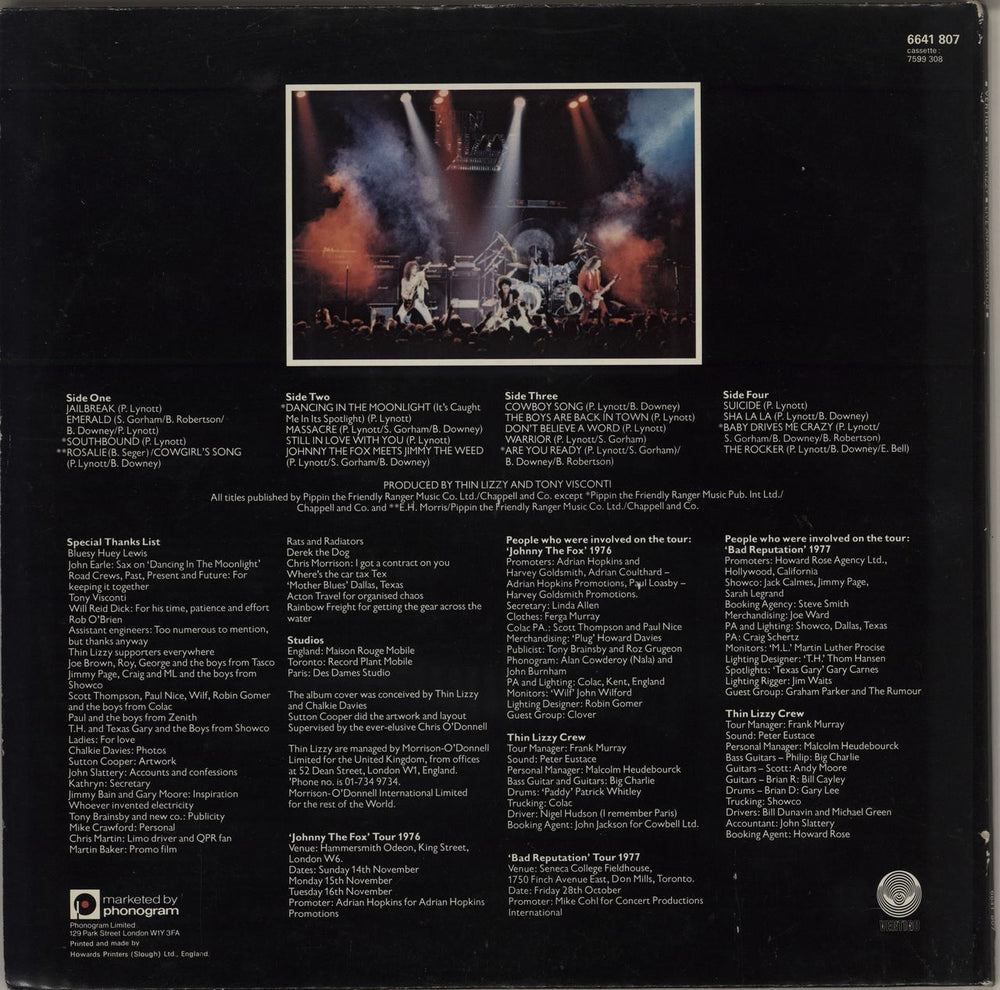 Thin Lizzy Live And Dangerous - VG UK 2-LP vinyl record set (Double LP Album)
