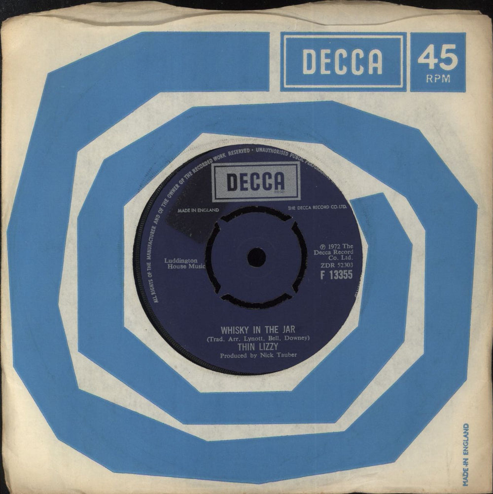 Thin Lizzy Whisky In The Jar UK 7" vinyl single (7 inch record / 45) F13355