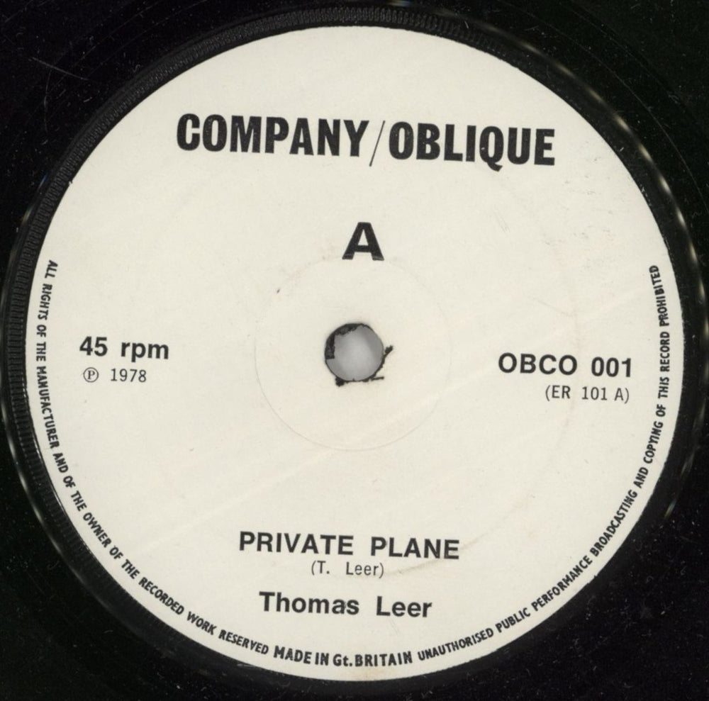 Thomas Leer Private Plane/ International UK 7" vinyl single (7 inch record / 45) THL07PR869813