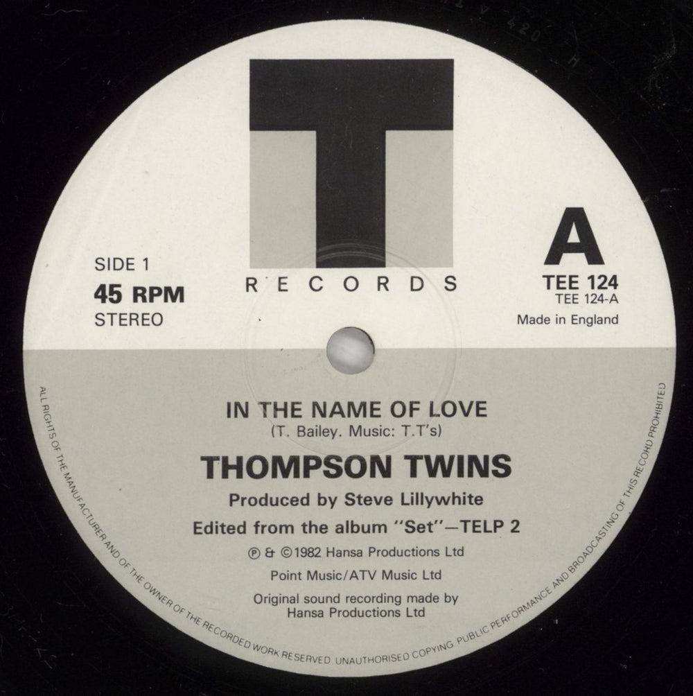 Thompson Twins In The Name Of Love UK 12" vinyl single (12 inch record / Maxi-single) TWI12IN874509