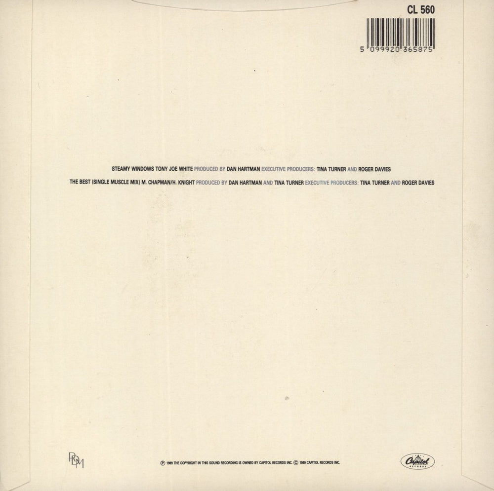 Tina Turner Steamy Windows - Hype Sticker UK 7" vinyl single (7 inch record / 45) 5099920365875